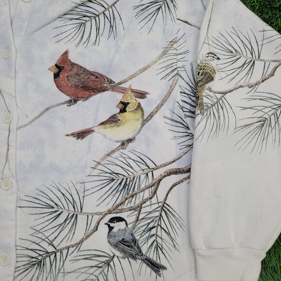 Vintage Y2K Artisan Bird Cardigan Womens Large 23x25 AOP - Picture 13 of 14